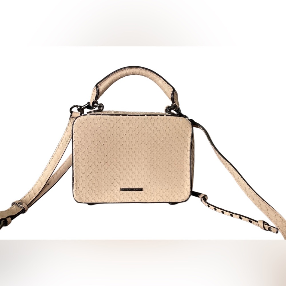 Rebecca Minkoff Leather Beige Box Bag Top Handle Satchel Shoulder Bag